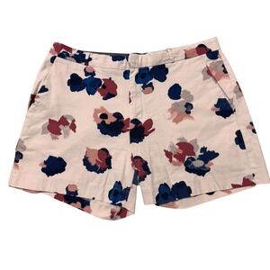 Banana Republic Shorts Womens 8 Floral Print Ivory Blue Pink Pockets